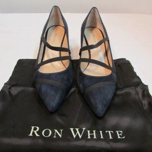 Ron White "Merlinda" French Navy Cashmere Suede Pump